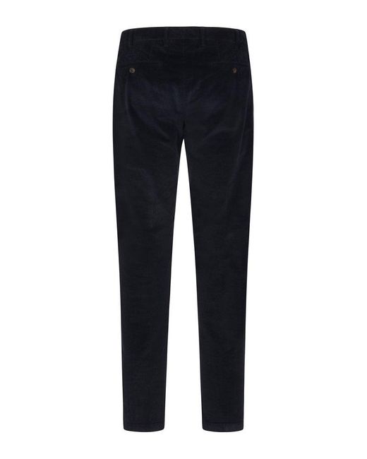 Canali Blue Straight-leg Front Button Fastened Corduroy Chinos for men