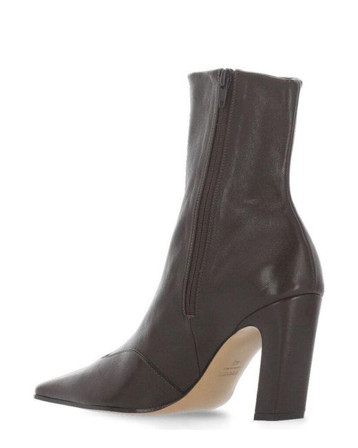 Khaite Brown Nevada Square-Toe Ankle Boots