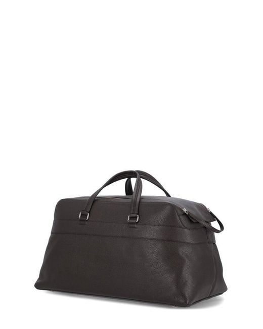 Orciani Black Logo Lettering Zipped Duffle Bag for men