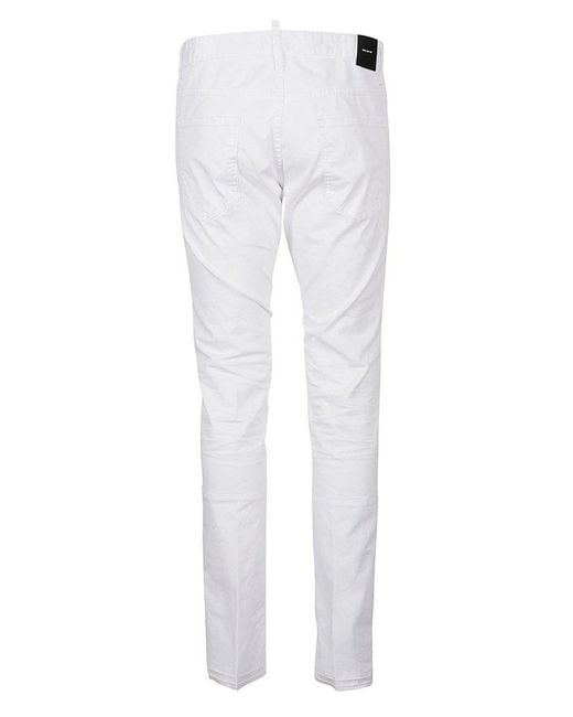 DSquared² White Zip-detailed Tapered Logo-tag Trousers for men