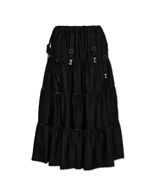 Noir Kei Ninomiya Black Buckle Detailed Midi Skirt