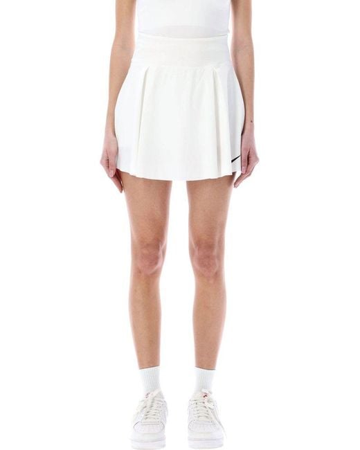 Nike White Logo-printed Pleated Sport Mini Skirt