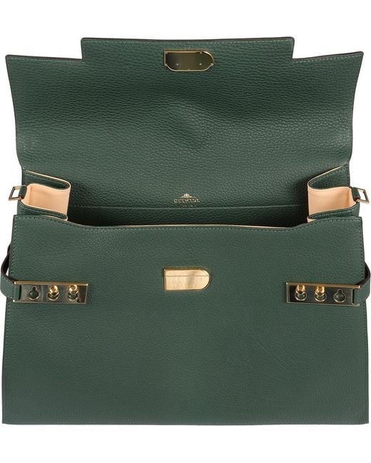 Delvaux Green Tempete Xl Pebbled Tote