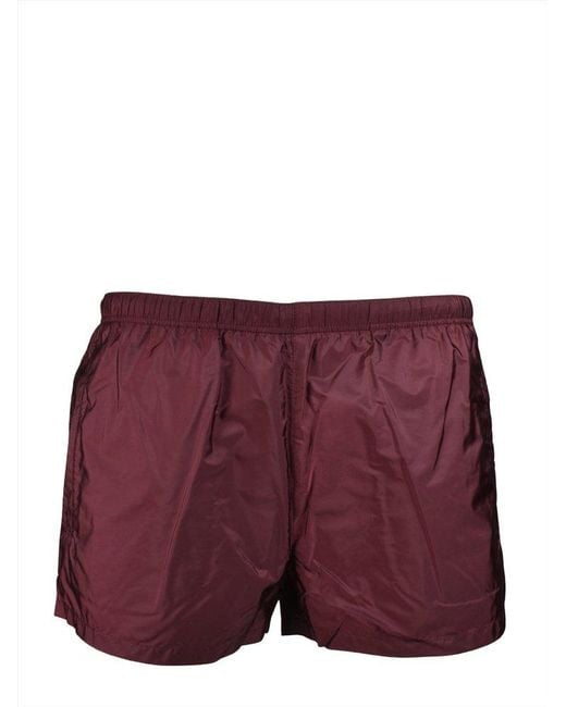 Prada Purple Logo Patch Swim Shorts for men