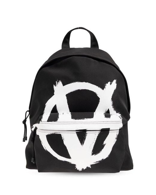 Vetements Black Logo Printed Backpack for men