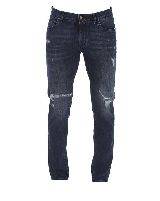 Dolce & Gabbana Blue Distressed Denim Jeans for men