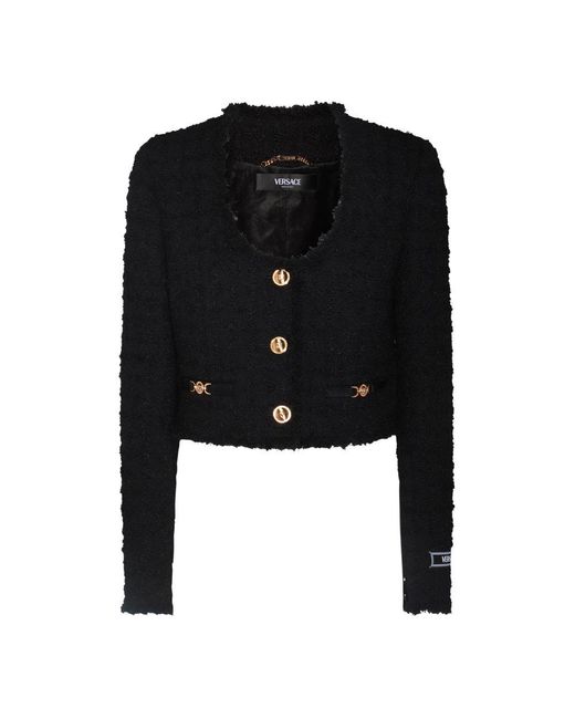 Versace Black Button-up Cropped Jacket