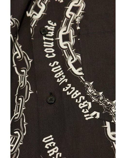Versace Jeans Couture Black Chain Couture Printed Buttoned Shirt for men