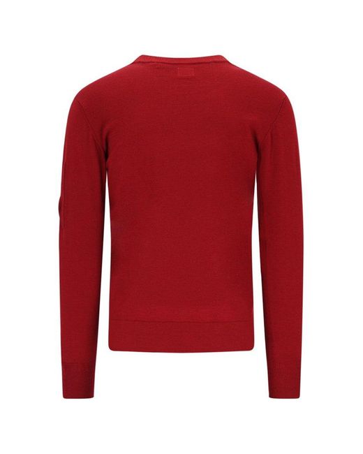 C P Company Red 'lens' Crew Neck Sweater for men