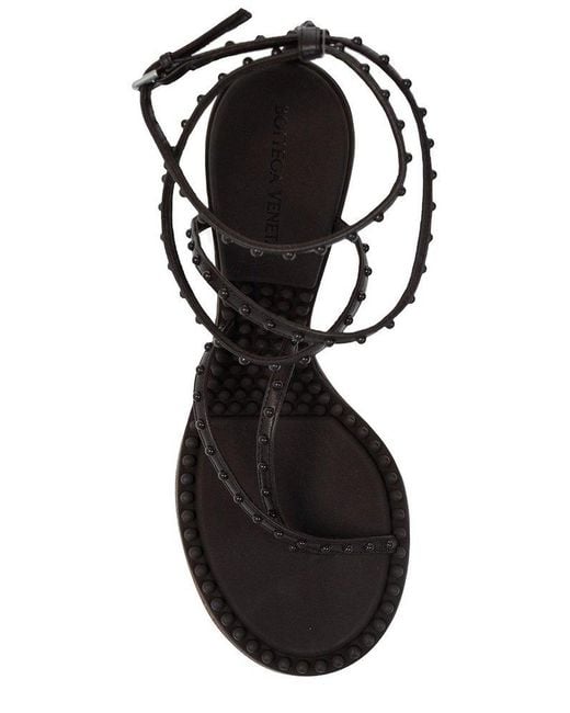 Bottega Veneta Black Studded Wrap Ankle Sandal