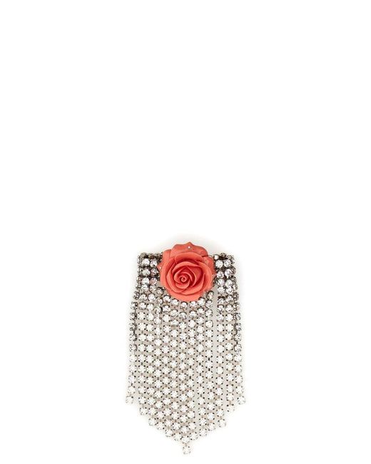Alessandra Rich White Rose Crystal Bracelet