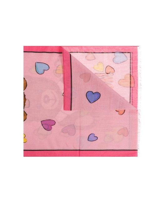 Moschino Pink Printed Scarf,