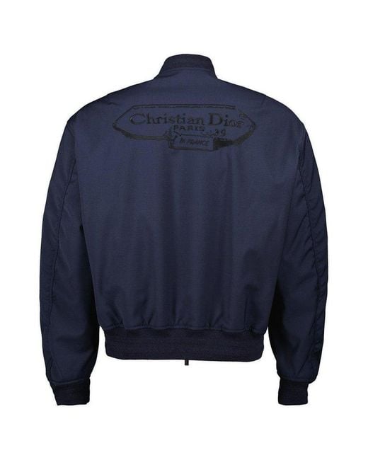 Dior Homme Archives Labels Bomber Jacket in Blue for Men | Lyst