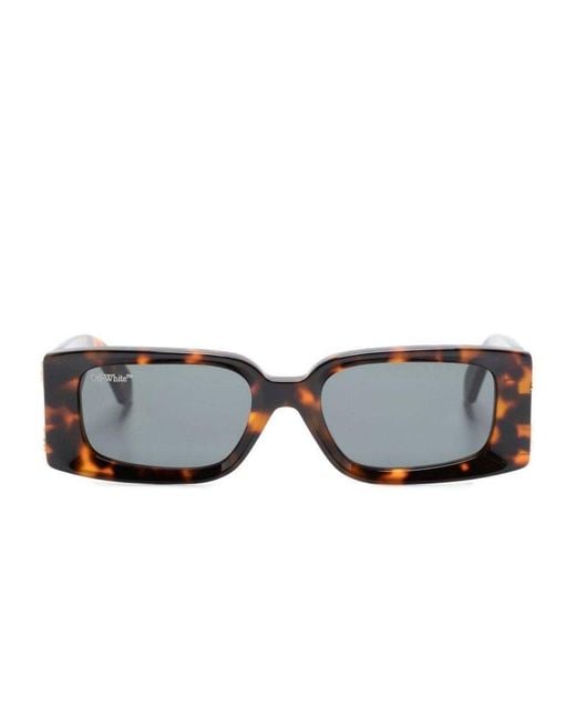Off-White c/o Virgil Abloh Brown Rectangle Frame Sunglasses for men