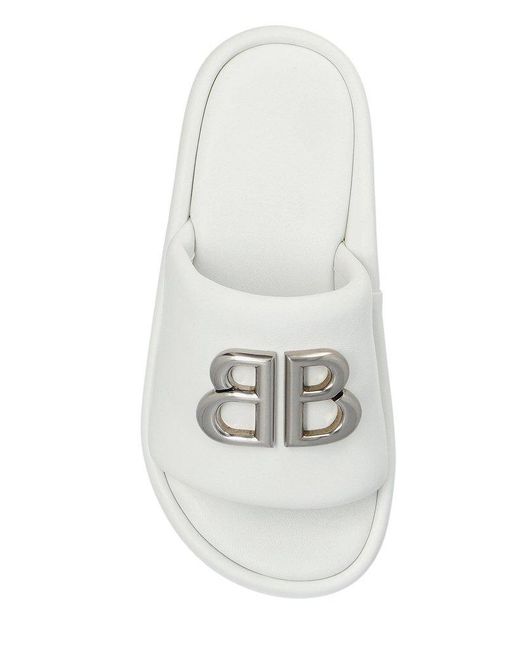 Balenciaga Leather Slippers in White | Lyst