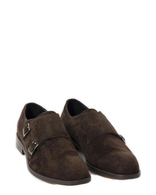 Boss Black Double-Strap Slip-On Monk Shoes for men