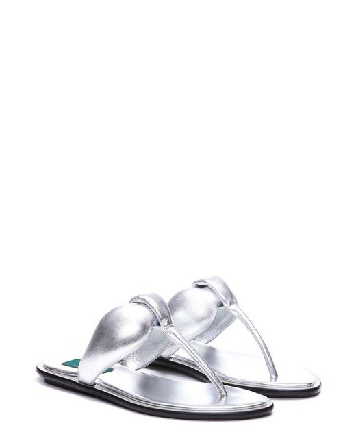 Emilio Pucci White Metallic Effect Open Toe Sandals