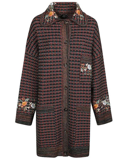 Etro Blue Wool-Blend Patterned Jacket