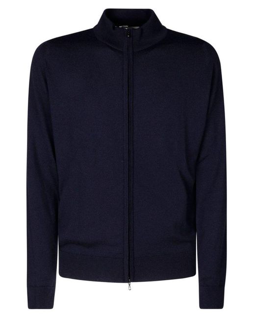 John Smedley Blue Claygate Zip Sweater for men