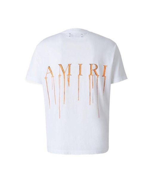 Amiri Logo Printed Crewneck T-shirt in White for Men | Lyst