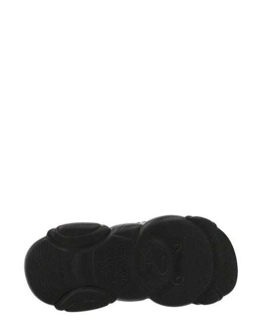Moschino Black Logo Embossed Round-toe Slides for men