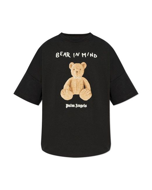 Palm Angels Black T-Shirt With Print for men