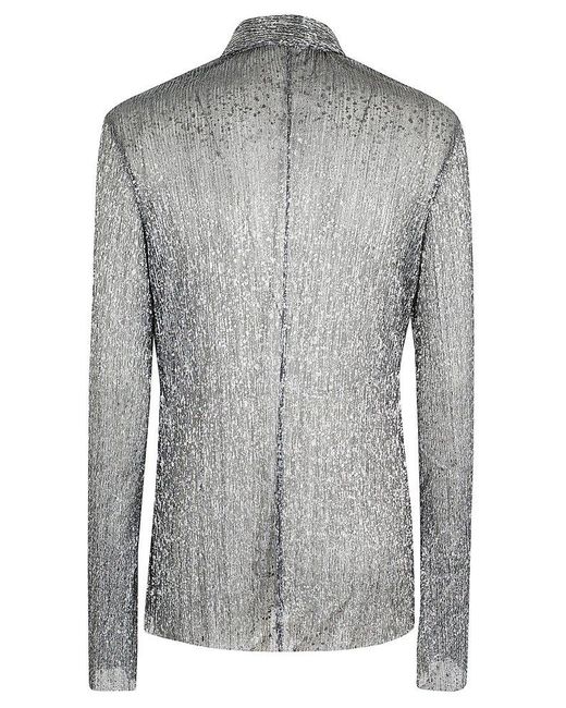Sabina Musayev Gray Shimmer Long Sleeve Top