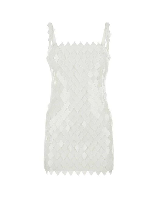 The Attico White Rue Sequinned Bead Embellished Mini Dress