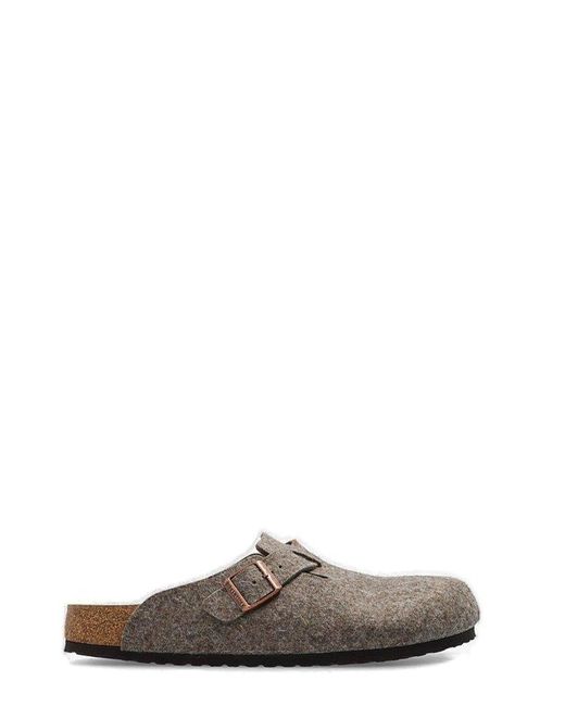Birkenstock Brown Boston Round-Toe Slip-On Slippers for men