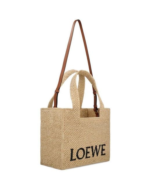 Loewe White Logo Embroidered Medium Tote Bag