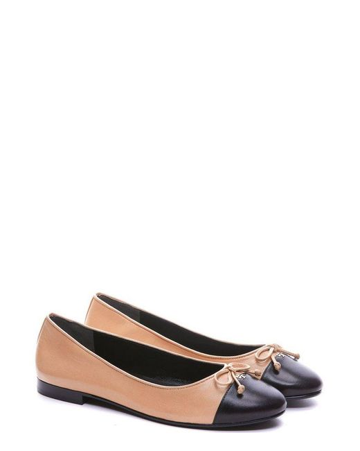 Tory Burch Brown Bow Leather Ballet Flats