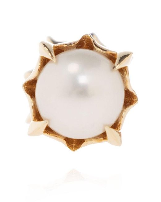 Bottega Veneta Metallic Earrings With Pearls,