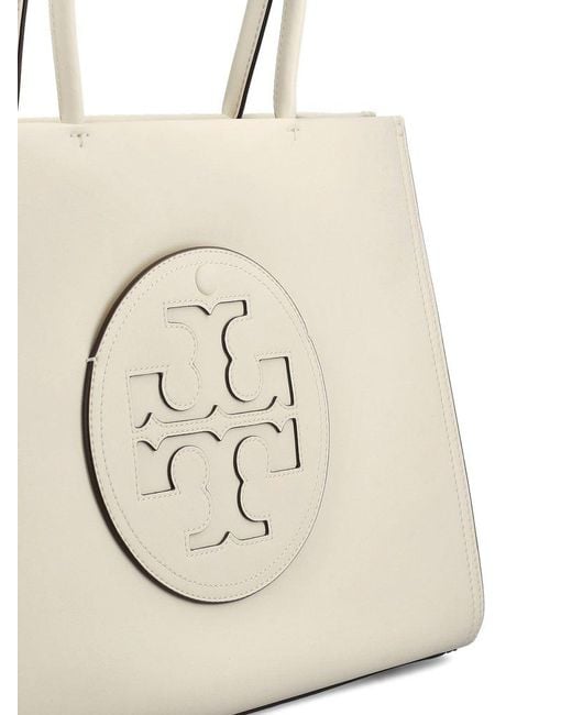 Tory Burch White Large Faux Leather Ella Tote Bag