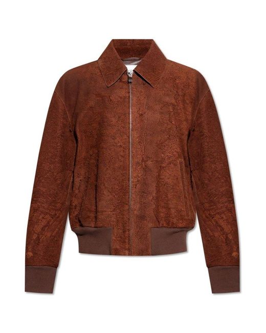 McQueen Leather Jacket With 'Vintage' Effect in Brown for