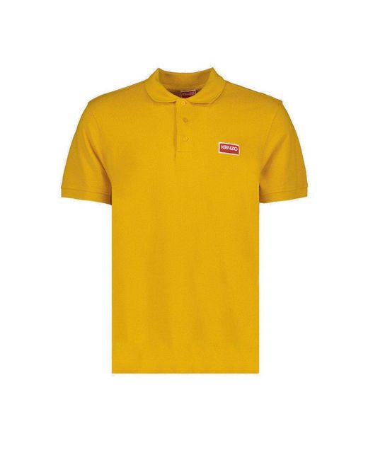 KENZO Yellow Logo Detailed Polo Shirt for men