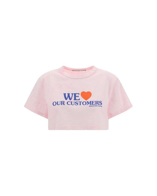 Alexander Wang Pink We Love Our Customers Cropped T-shirt