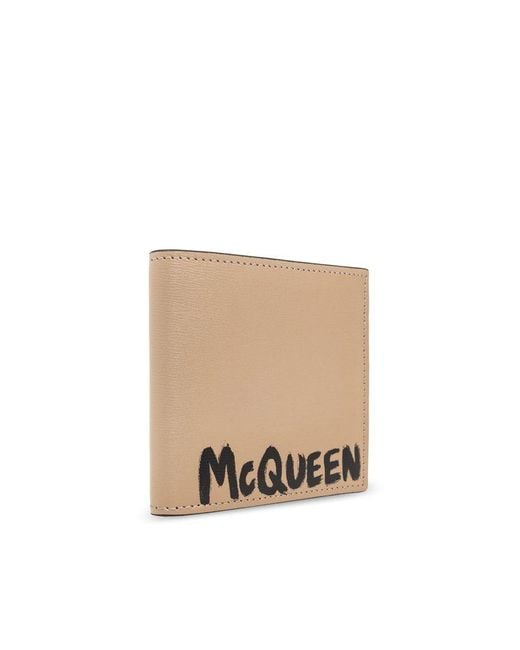 Alexander McQueen Natural Logo Printed Bi-fold Wallet for men
