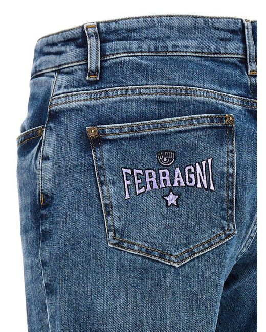 Chiara Ferragni Blue Logo Jeans