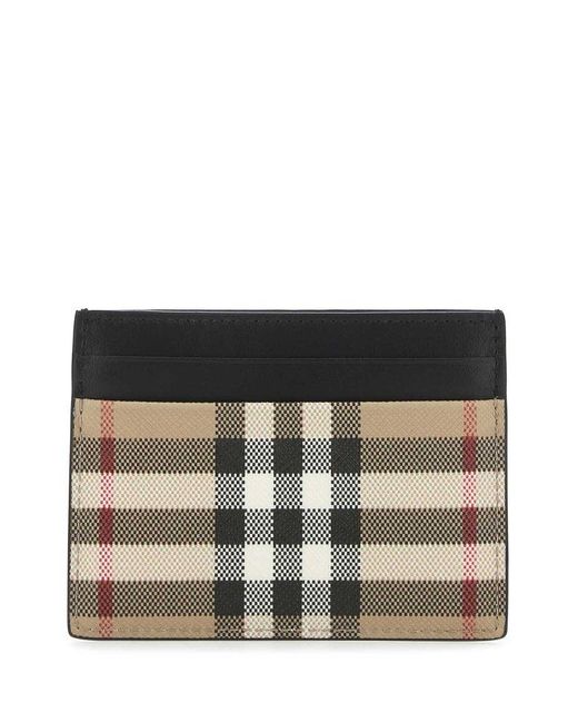 Burberry Cotton Checkered Card Holder in Beige (Natural) for Men | Lyst UK