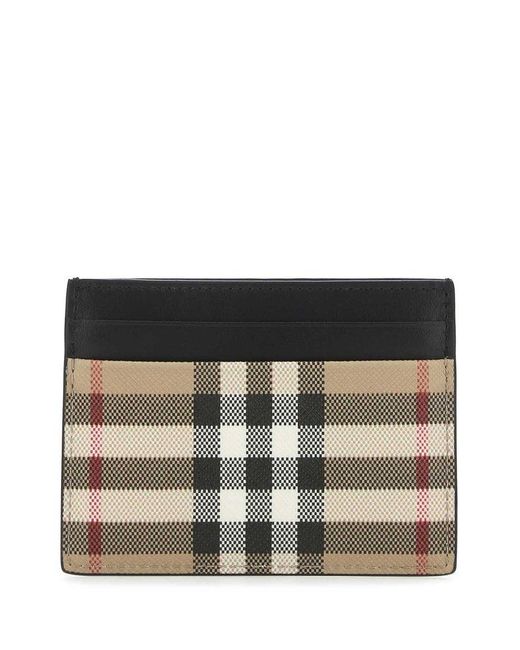 Burberry Cotton Checkered Card Holder In Beige Natural For Men Lyst UK