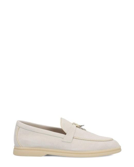 Loro Piana White Slip-on Flat Shoes