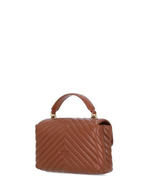 Pinko Brown Lady Love Puff Chevron Mini Crossbody Bag