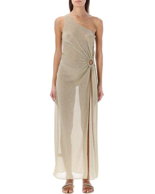 Oseree Natural Lumiere One Shoulder Ring Dress
