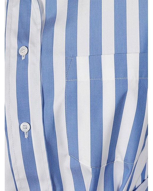 Weekend by Maxmara Blue Striped Long-sleeved Shirt Dress