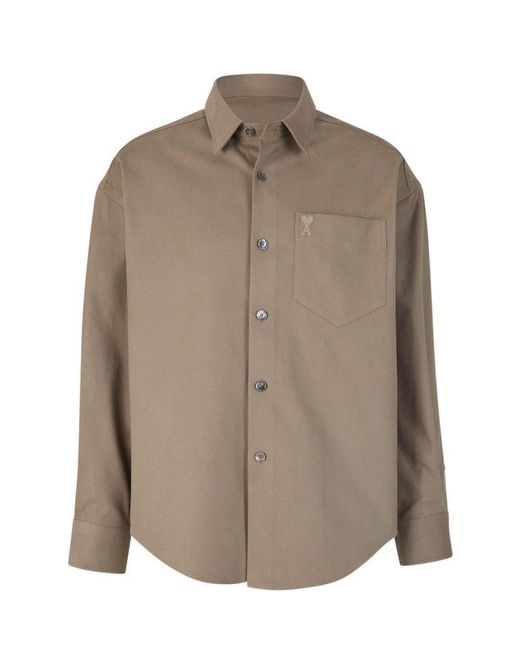 AMI Brown Adc Boxy Shirt for men