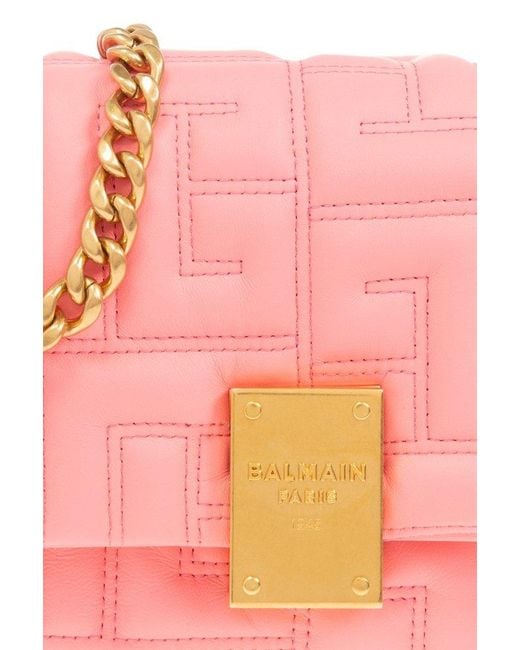 Balmain Pink Quilted Shoulder Bag '1945 Small'