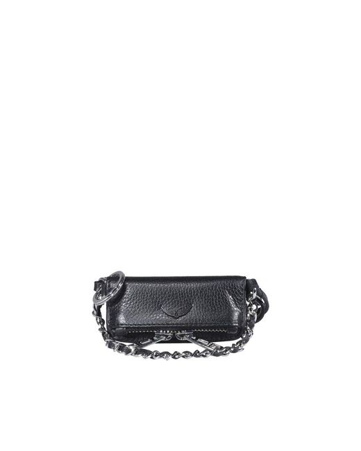 Zadig & Voltaire Leather Logo Detailed Chain-link Purse in Black | Lyst UK