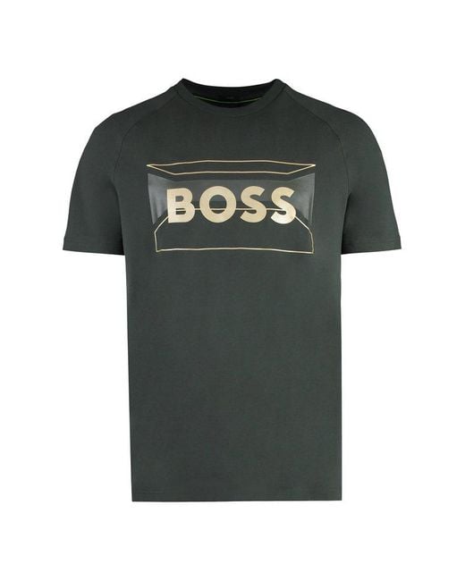 Boss Green Cotton Crew-Neck T-Shirt for men