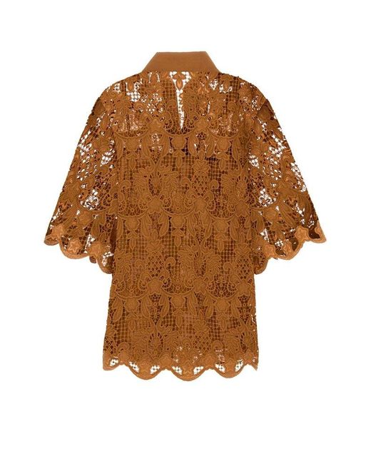 Zimmermann Brown Coco Lace Tunic Top