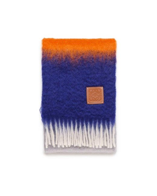 Loewe Blue Wool And Mohair Striped Scarf